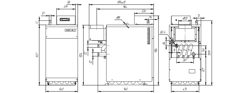 Габаритные и присоединительные размеры котла